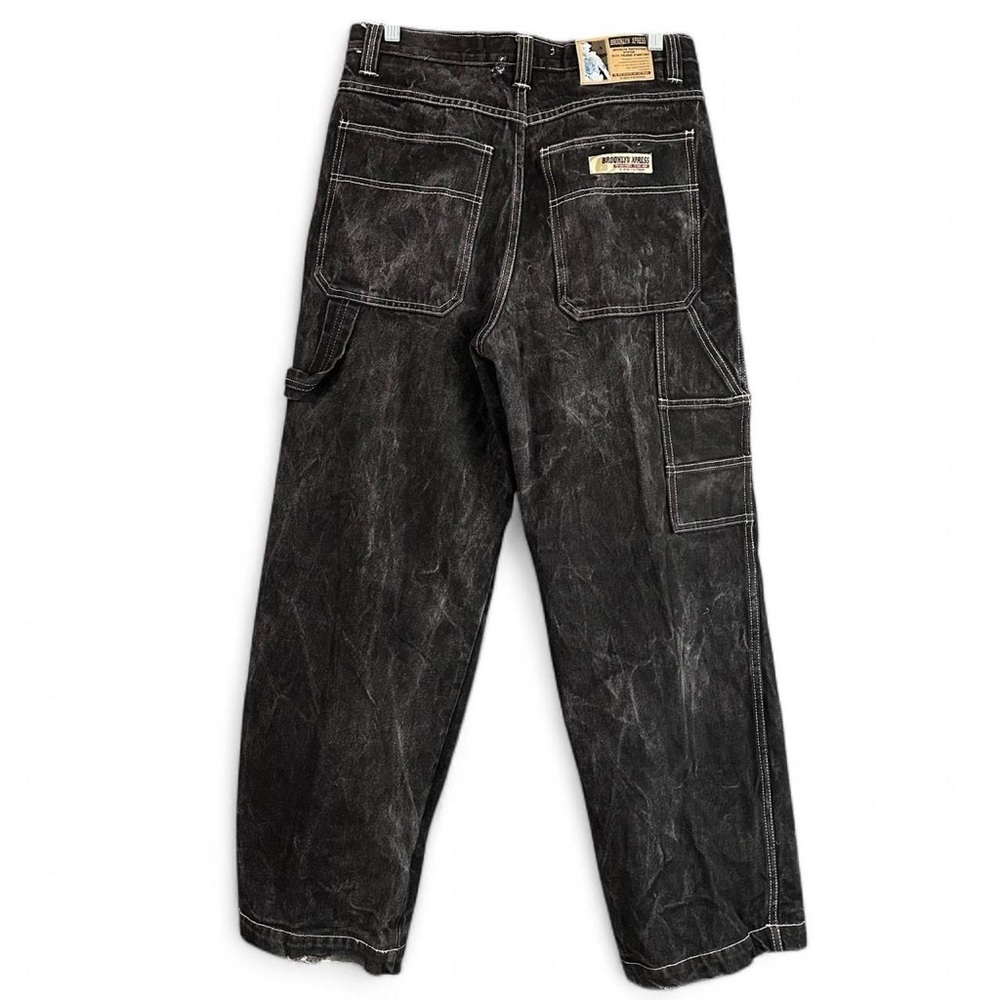 y2k black stonewashed Brooklyn Xpress baggy carpenter jeans with contrast stitch